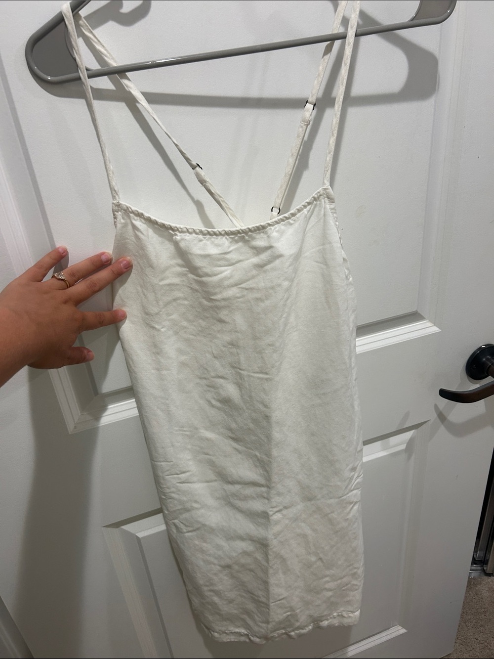 White Linen Mini Dress Small Medium